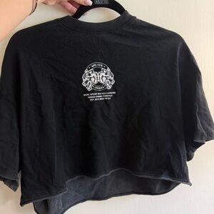Darc Sport Black Cropped Tee with White Wolves Graphic
